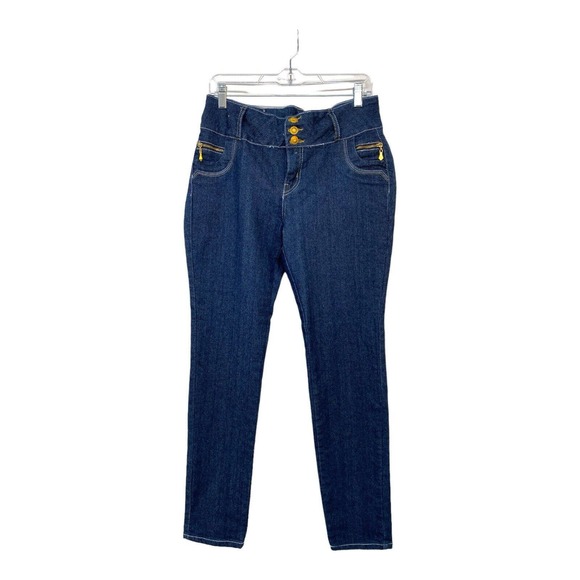 Butt Lift‎ Crocker Light Wash Blue Sexy Jeans Skinny Triple Button Stretch Sz 15 - Picture 1 of 10